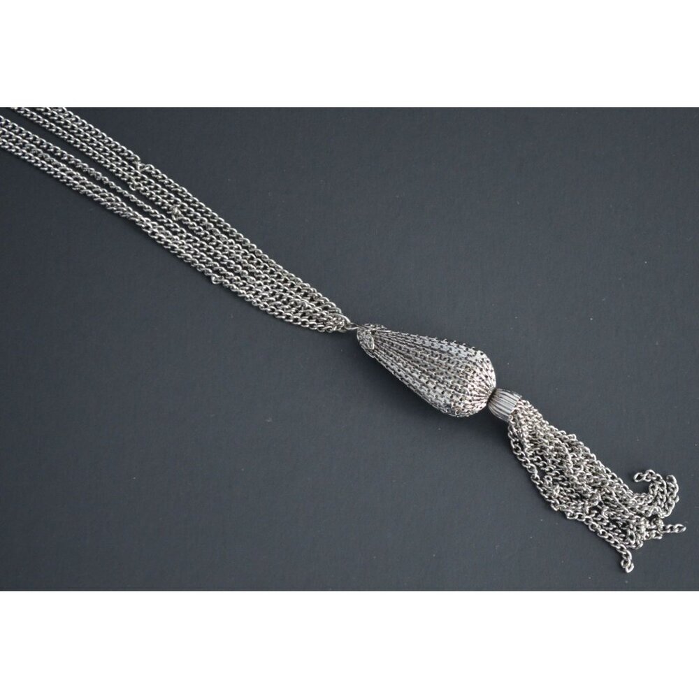 Vintage Silver Long Tassel Necklace